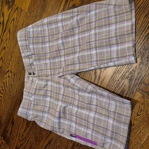 Columbia Tan, White, & Pink Plaid Shorts
